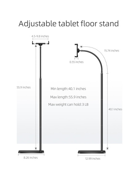 Soporte de Piso Ajustable LanPavilion para iPad y Tabletas Soporte de Piso Ajustable LanPavilion para iPad y Tabletas