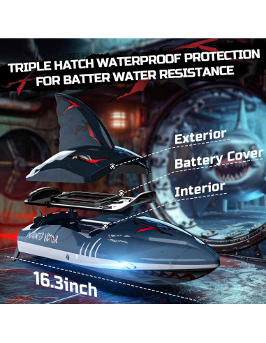 Barco RC DEERC Velociraptor 48 km/h 2.4Ghz LED 3S