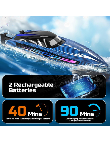 Barco RC WeFone WF17 para Piscinas y Lagos, 24 KMH, LED Barco RC WeFone WF17 para Piscinas y Lagos, 24 KMH, LED