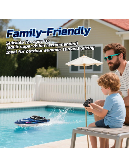 Barco RC WeFone WF17 para Piscinas y Lagos, 24 KMH, LED Barco RC WeFone WF17 para Piscinas y Lagos, 24 KMH, LED
