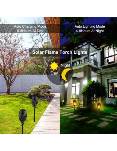 Kurifier 12 Luces Solares Antorcha LED Naranja Decorativas