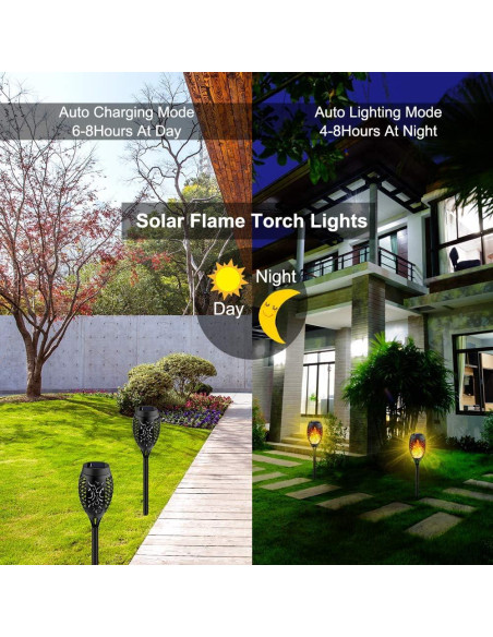 Kurifier 12 Luces Solares Antorcha LED Naranja Decorativas Kurifier 12 Luces Solares Antorcha LED Naranja Decorativas
