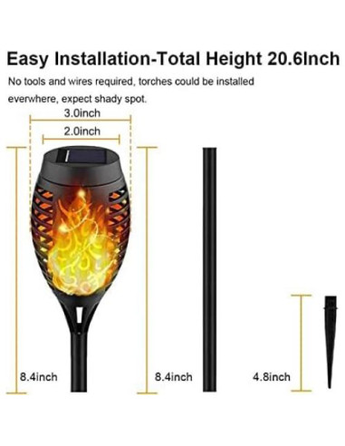 Kurifier 12 Luces Solares Antorcha LED Naranja Decorativas