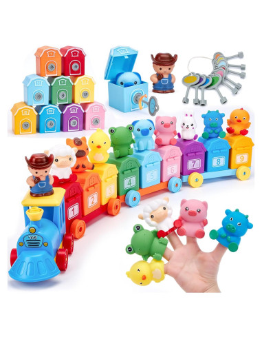 Set de Tren Montessori Hahaland con Animales y Títeres - 30.5x20.5cm