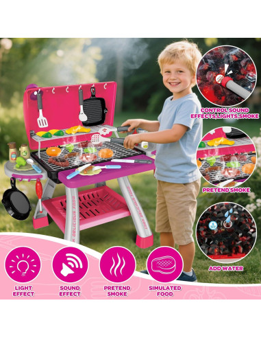 Juego de Cocina Parrilla Rosa AuroTops con Luz y Sonido