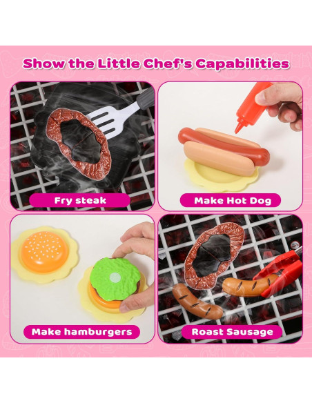 Juego de Cocina Parrilla Rosa AuroTops con Luz y Sonido Juego de Cocina Parrilla Rosa AuroTops con Luz y Sonido