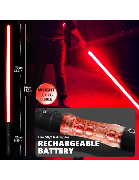Sable de Luz LED Jedi Sith YDDSABER Rojo Recargable Sable de Luz LED Jedi Sith YDDSABER Rojo Recargable
