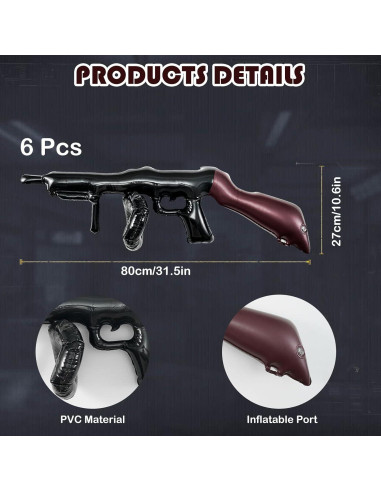 6 Piezas Pistolas Inflables HINGTAI para Cosplay y Fiestas