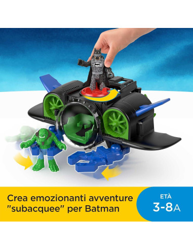 Fisher-Price Batsub de Batman con figura K. Croc para niños 3-8 años