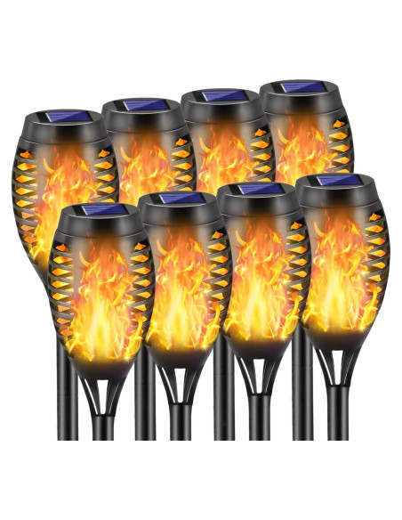 Luces de antorcha solar COCOMOX 8 LED amarillas decorativas Luces de antorcha solar COCOMOX 8 LED amarillas decorativas