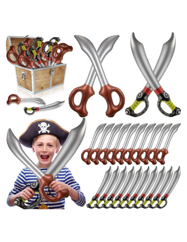 Espadas Inflables Pirata Charniol - 24 Piezas 70 cm y 58 cm