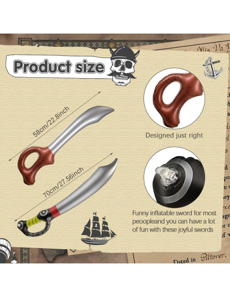 Espadas Inflables Pirata Charniol - 24 Piezas 70 cm y 58 cm Espadas Inflables Pirata Charniol - 24 Piezas 70 cm y 58 cm