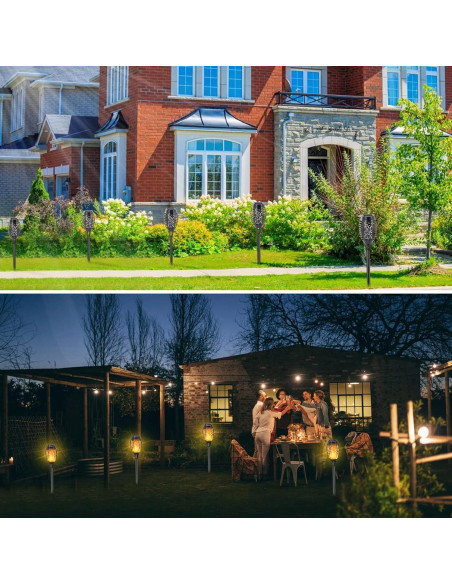 Luces de antorcha solar COCOMOX 8 LED amarillas decorativas Luces de antorcha solar COCOMOX 8 LED amarillas decorativas