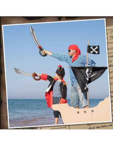 Espadas Inflables Pirata Charniol - 24 Piezas 70 cm y 58 cm