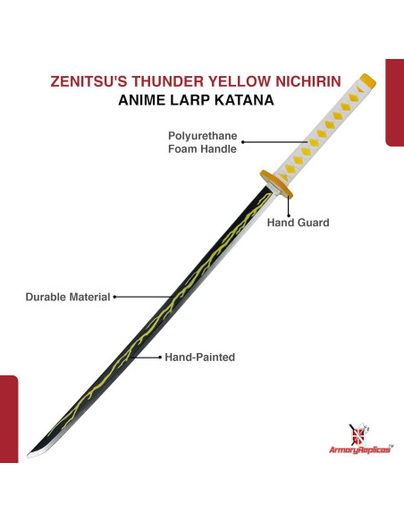 Katana réplica Zenitsu Agatsuma - Espuma Poliuretano - 101.8 cm Katana réplica Zenitsu Agatsuma - Espuma Poliuretano - 101.8 cm