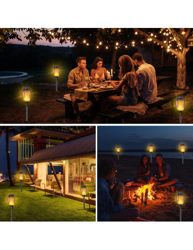 Luces de antorcha solar COCOMOX 8 LED amarillas decorativas
