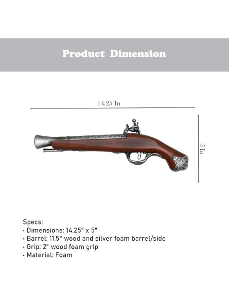 Réplica de Pistola de Chispa Británica LALAPORT 29.21 cm Réplica de Pistola de Chispa Británica LALAPORT 29.21 cm