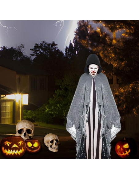 Capa Medieval de Halloween Unisex Negra y Blanca 150 cm Capa Medieval de Halloween Unisex Negra y Blanca 150 cm