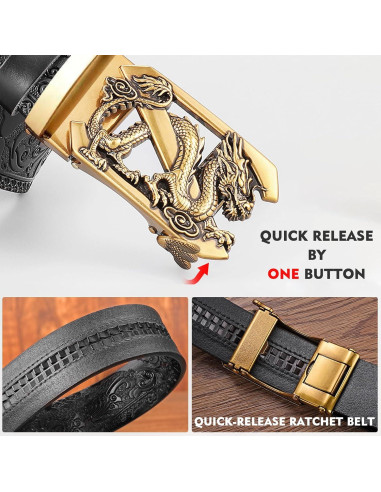 Cinturón de cuero ajustable para hombres con hebilla automática