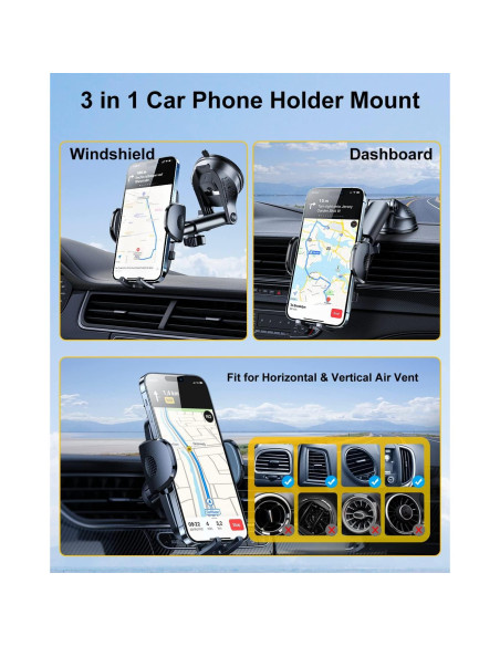 Soporte para Teléfono Rorhxia 3-en-1 Ajustable para Coche Soporte para Teléfono Rorhxia 3-en-1 Ajustable para Coche
