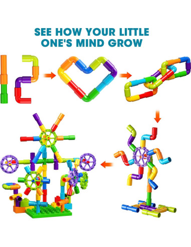 Bloques de Construcción Burgkidz 136 Piezas Juguete STEM 3+