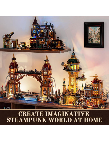 Torre de Observación Steampunk FUNWHOLE 2744 Pcs con Iluminación Torre de Observación Steampunk FUNWHOLE 2744 Pcs con Iluminación