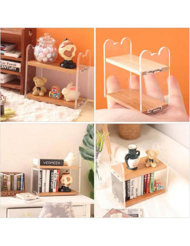 Estante de Libros Miniatura VOSAREA 5.9x5.6x3.1 cm Madera