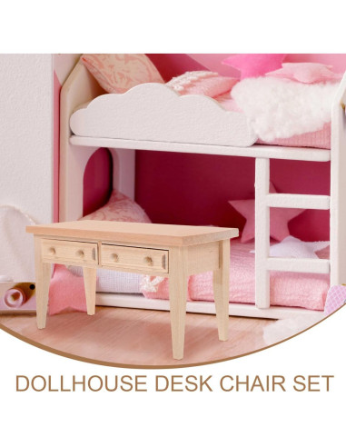 Juego de Muebles de Mini Casa de Muñecas JOINPAYA 1:12 Mesa y Silla