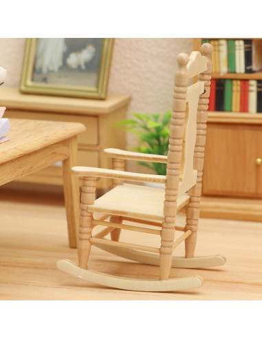 Silla mecedora de madera Jojofuny 1:12 navideña para muñecas