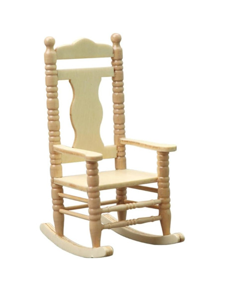 Silla mecedora de madera Jojofuny 1:12 navideña para muñecas Silla mecedora de madera Jojofuny 1:12 navideña para muñecas