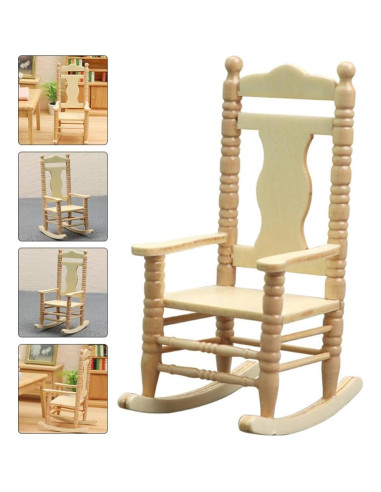Silla mecedora de madera Jojofuny 1:12 navideña para muñecas