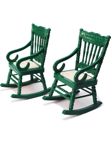 Silla Mecedora Miniatura Cutemini Verde 5x10.5 cm para Casa de Muñecas