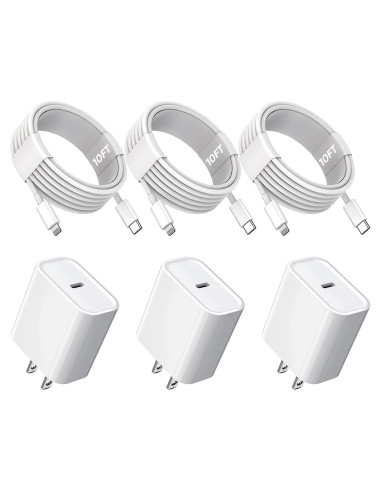 Paquete de 3 Cargadores Rápidos USB-C para iPhone 3m