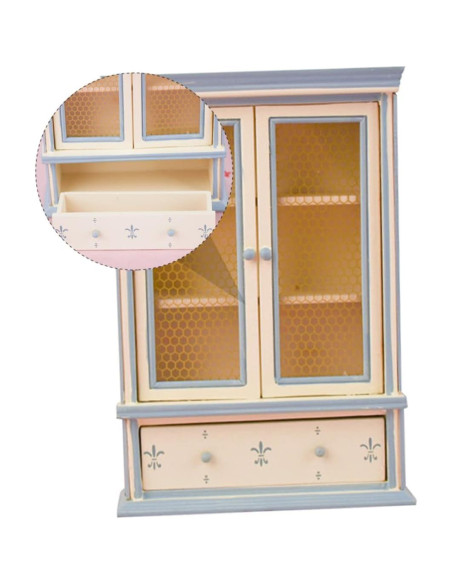 Estante de Libros y Armario de Casa de Muñecas SAFIGLE Beige