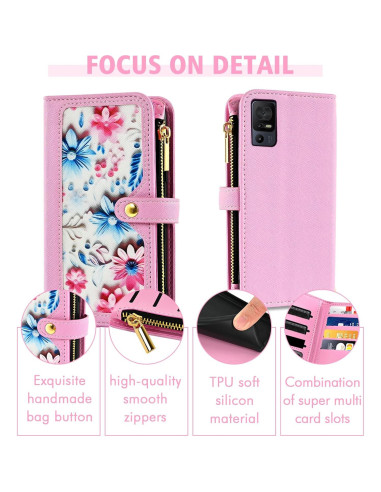 Funda Billetera Rosa Furiet para TCL 40 SE con Correa