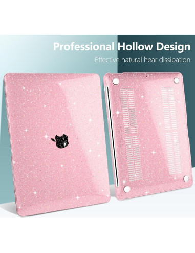 Funda DONGKE para MacBook Air 13" 2021-2018 Rosa Brillante