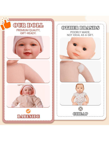 Muñeca de Bebé Realista BABESIDE 43cm con Accesorios