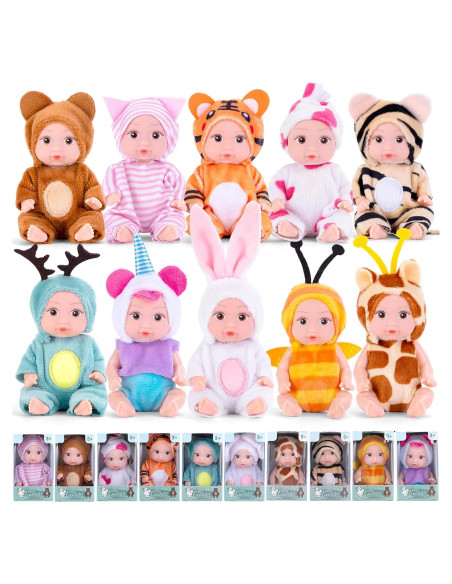 Set de 10 Muñecas Reborn Mini 10.16 cm Vueos con Atuendos Set de 10 Muñecas Reborn Mini 10.16 cm Vueos con Atuendos