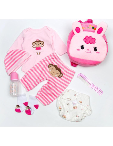 Conjunto de Ropa Rosa 8 Pcs para Muñecas Reborn Pedolltree