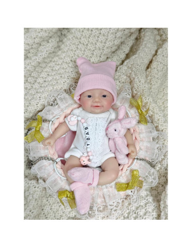 Muñeca Reborn de Silicona Mini 17.78 cm MYREBABY Rosa