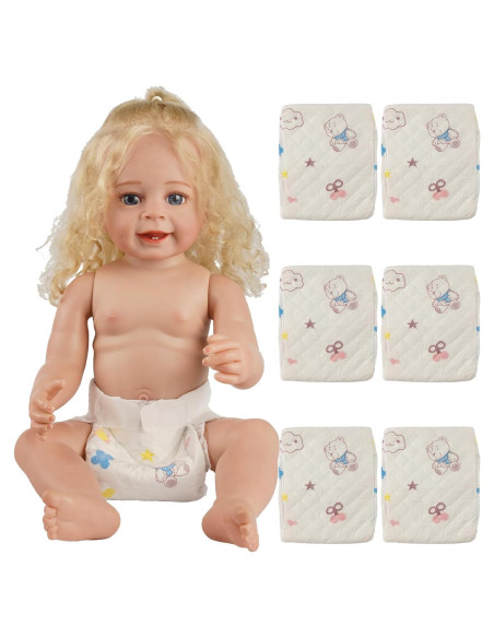 Conjunto de 6 Pañales Reutilizables BABESIDE para Muñecas 43-61 cm Conjunto de 6 Pañales Reutilizables BABESIDE para Muñecas 43-61 cm