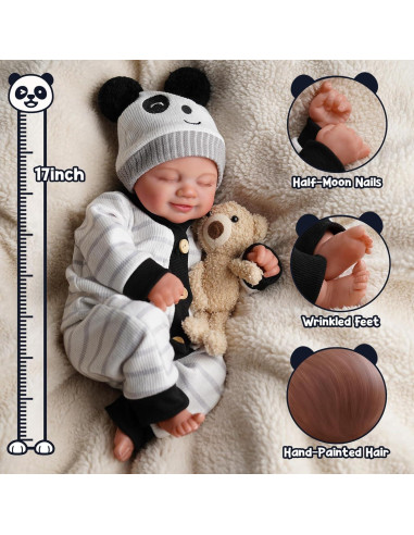 Muñeca Reborn Realista BABESIDE 43 cm con Accesorios