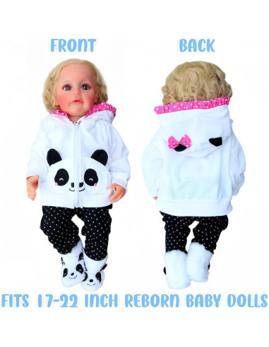Ropa para muñecas renacidas 43-56 cm Conjunto Panda 4 piezas