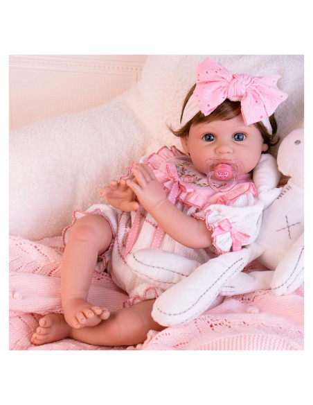 Muñeca Reborn Aori 55.88 cm Rosa con Chupete y Certificado Muñeca Reborn Aori 55.88 cm Rosa con Chupete y Certificado