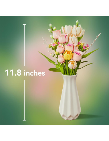 Ramo de Flores Artificiales Tulipanes y Rosas EWED 18 Piezas
