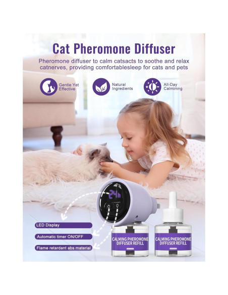 Difusor de Feromonas para Gatos Lesotc con 2 Recargas 48ml Difusor de Feromonas para Gatos Lesotc con 2 Recargas 48ml