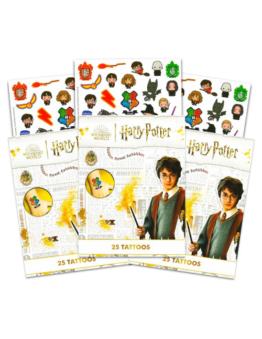 Tatuajes Temporales Harry Potter 75 Ct - Fiesta Niños y Adultos