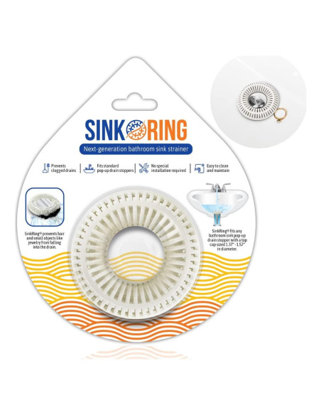 SINKRING Protector de Drenaje para Lavabo Blanco SR SINKRING Protector de Drenaje para Lavabo Blanco SR