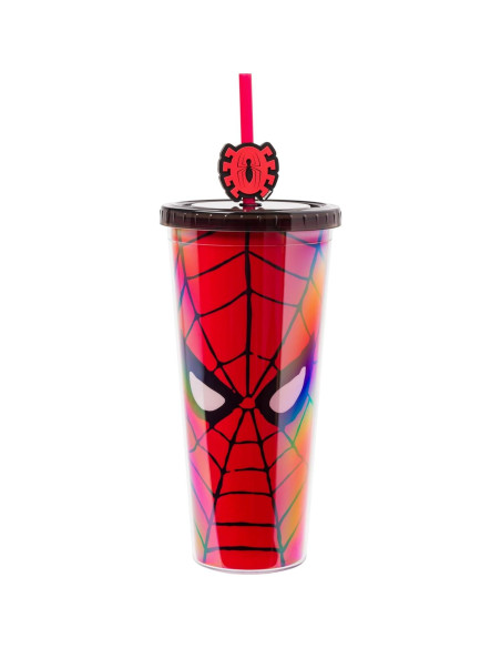 Taza Fría Spider-Man Silver Buffalo 710 ml con Popote y Tapa Taza Fría Spider-Man Silver Buffalo 710 ml con Popote y Tapa