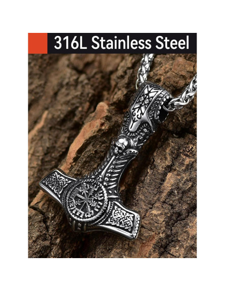 Collar Talisman Martillo de Thor FaithHeart Acero Inoxidable 55.88 cm Collar Talisman Martillo de Thor FaithHeart Acero Inoxidable 55.88 cm